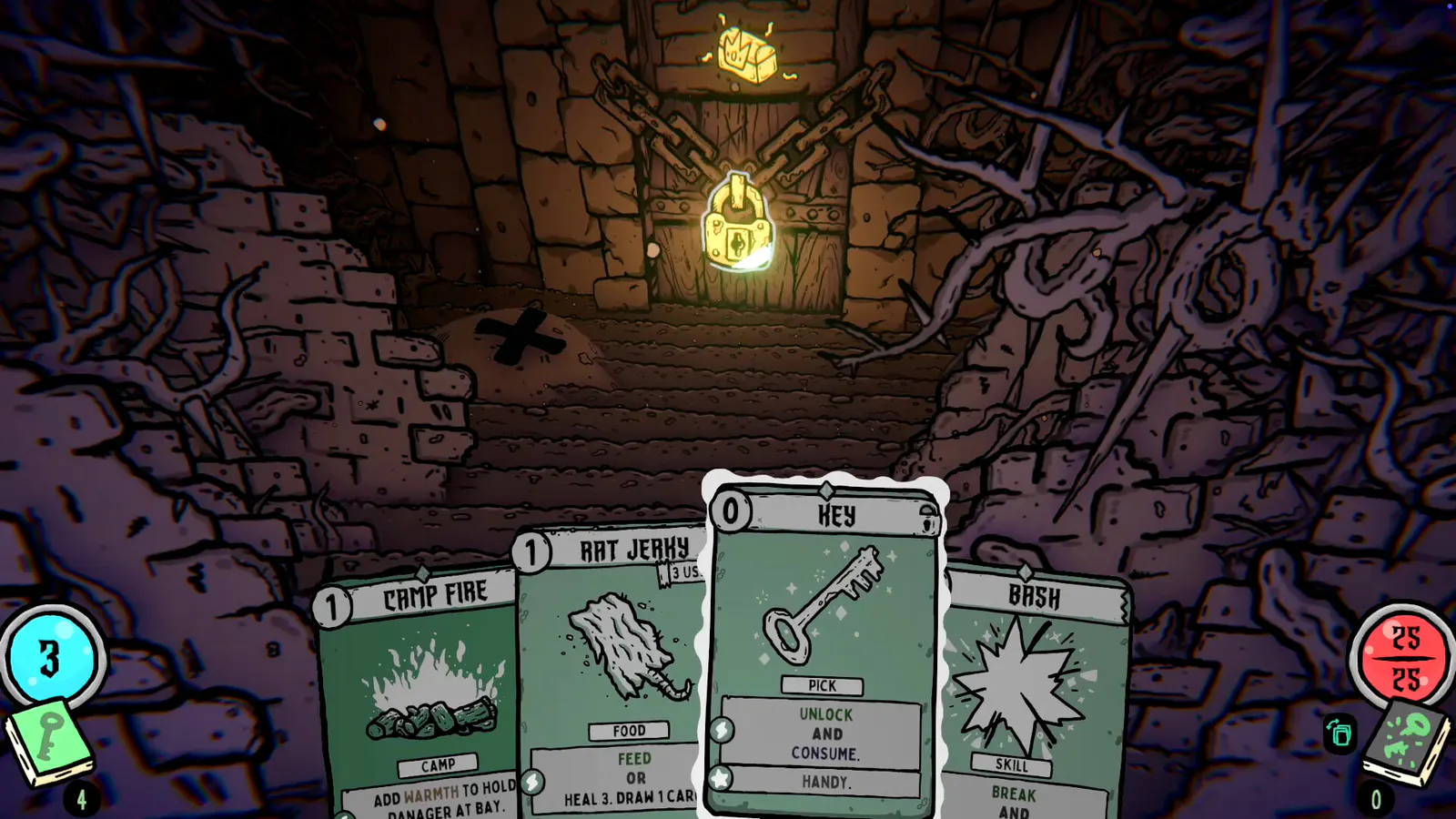 Official Shroom and Gloom gameplay at a locked underground door